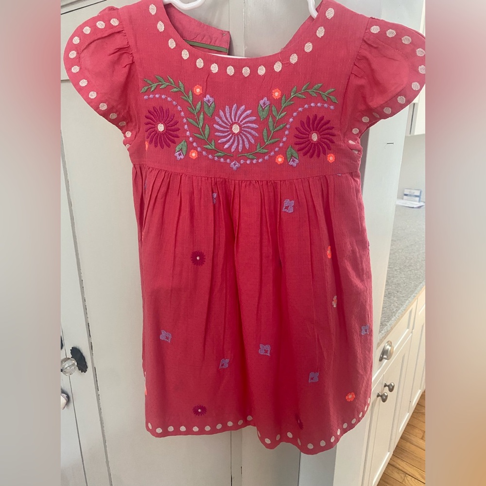 NWT Mini Boden Coral-Pink Embroidered Dress